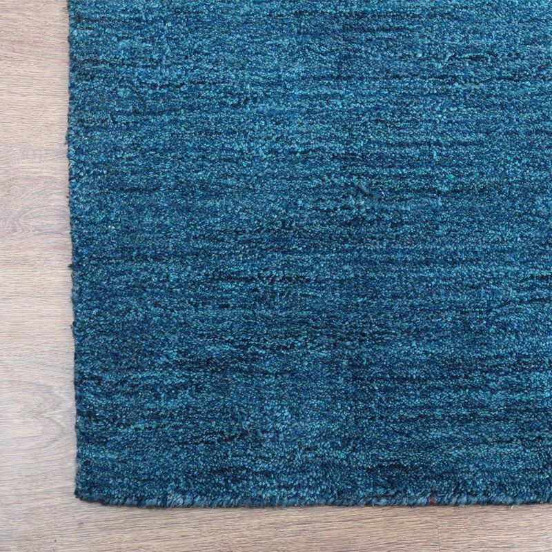 RUGSOTIC CARPETS HAND KNOTTED LOOM WOOL ECO-FRIENDLY AREA RUGS  - 2'6"x8', Runner, Blue Color, Solid Plain Design, High Pile Thick Handmade Anti Skid Area Rugs for Living Room, Bed Room (L00111)
