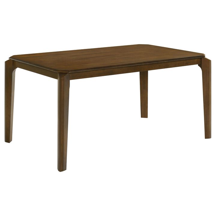 Montena Dining Table, Dark Brown Hardwood, Rectangular 59 Inch Top - Benzara