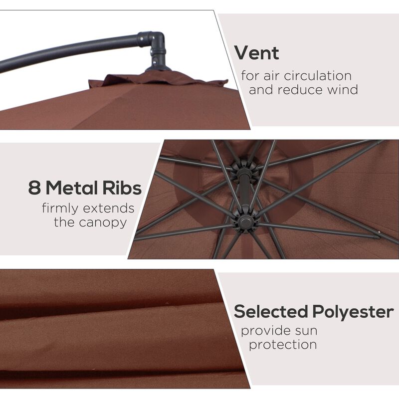 Flexible Shade Solution: 10ft Brown Cantilever Umbrella with UV Protection