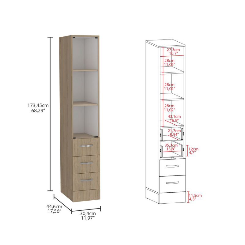 Linen Cabinet Epic, Bathroom, Light Pine / White