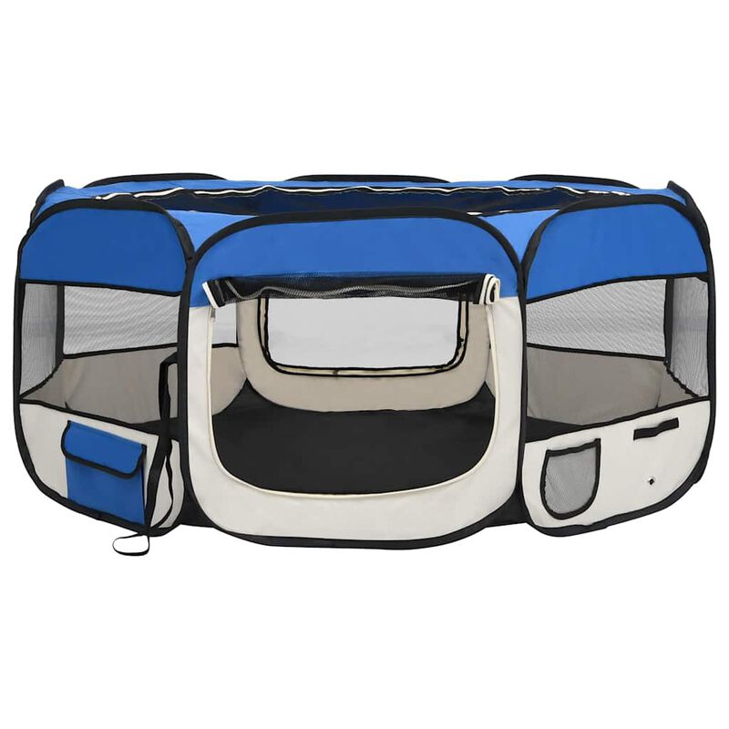Foldable Dog Playpen with Carrying Bag Black 57.1"x57.1"x24"