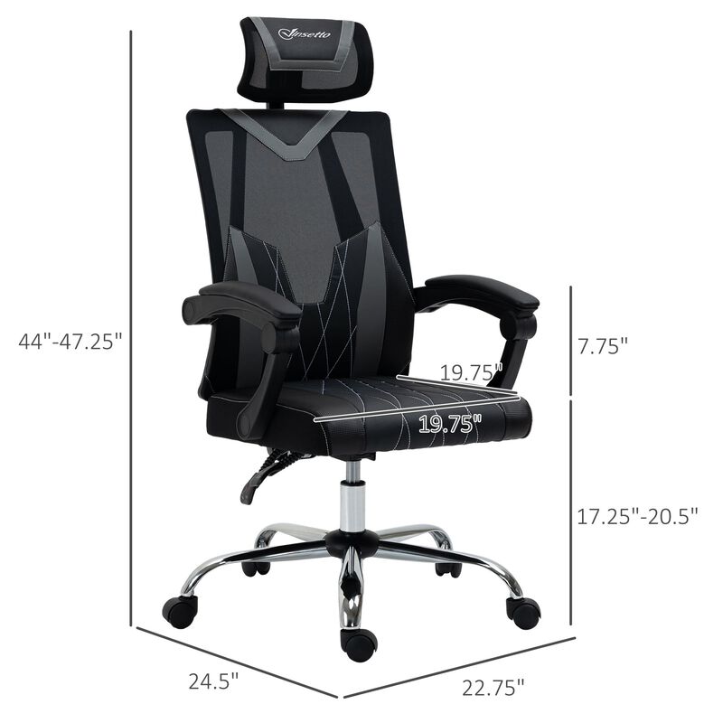 Ergonomic Mesh Seating: Desk Chair with Adjustable Headrest and Swivel