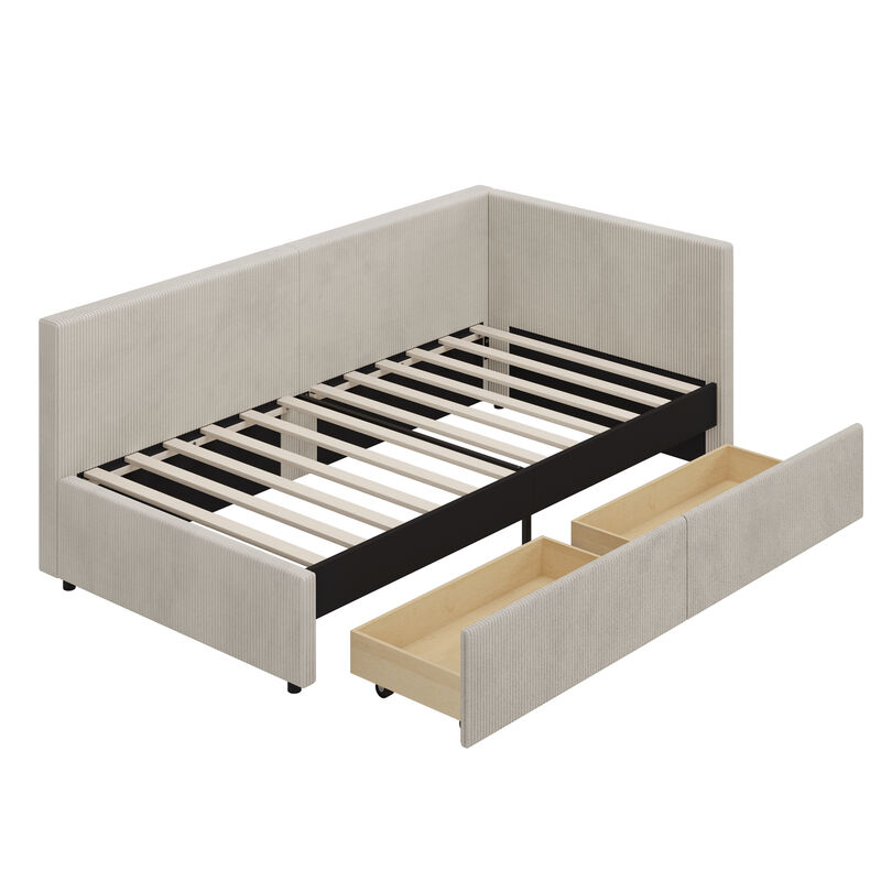Merax L Shape Corner Bed Corduroy Daybed Bed
