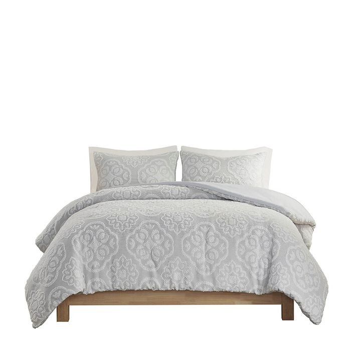 Gracie Mills Woodward Shabby Chic Tufted Woven Medallion Duvet Cover Set