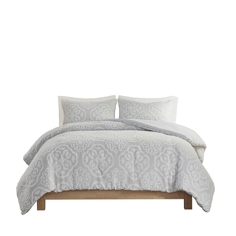 Gracie Mills Woodward Shabby Chic Tufted Woven Medallion Duvet Cover Set