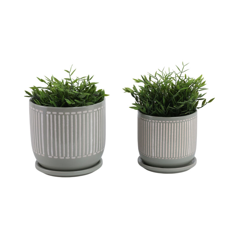 Planter with Saucer, Grey
