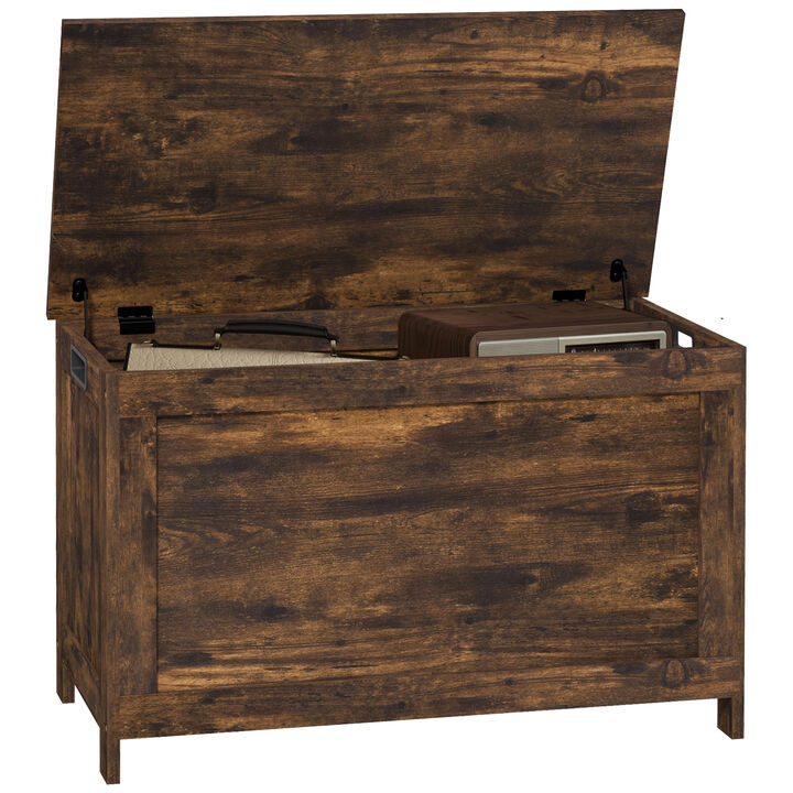 HOMCOM Storage Chest with 2 Safety Hinges, Wooden Toy Box for Living Room