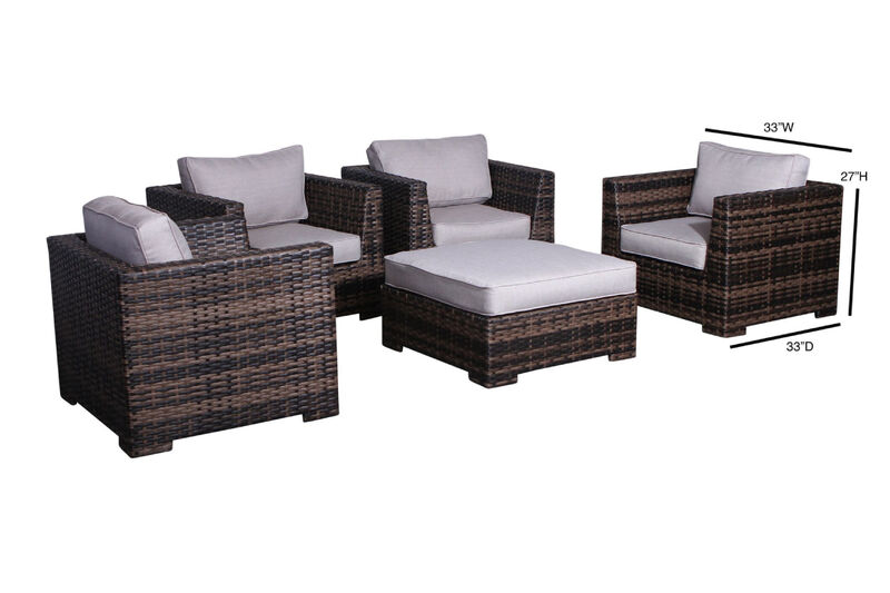 Living Source International Resort Fully Assembled 5 Piece Patio Chair with Cushions