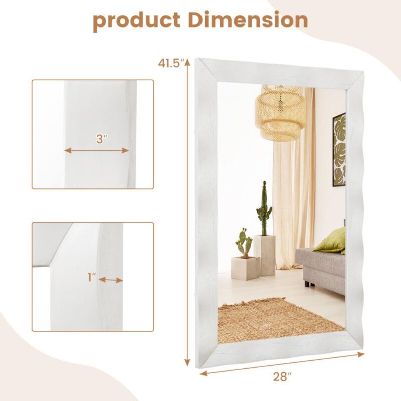 Hivvago 41.5 x 28 inches Farmhouse Wall Mirror with Solid Wood Frame
