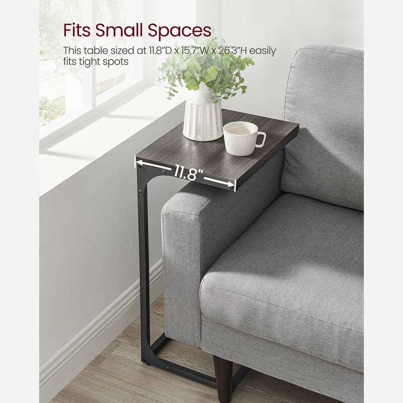 Sofa Side Table with C-Shaped Metal Frame Design