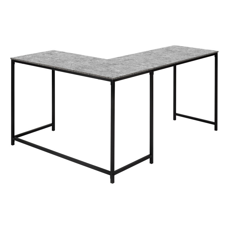 Monarch Specialties I 7392 Computer Desk, Home Office, Corner, 58"L, L Shape, Work, Laptop, Metal, Laminate, Grey, Black, Contemporary, Modern