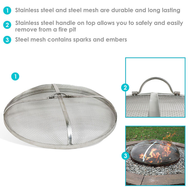 Sunnydaze Round Stainless Steel Fire Pit Spark Screen