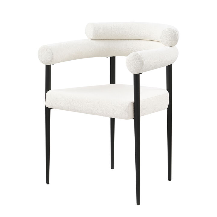 Mid Century Dining Chairs Set with Boucle Backrest