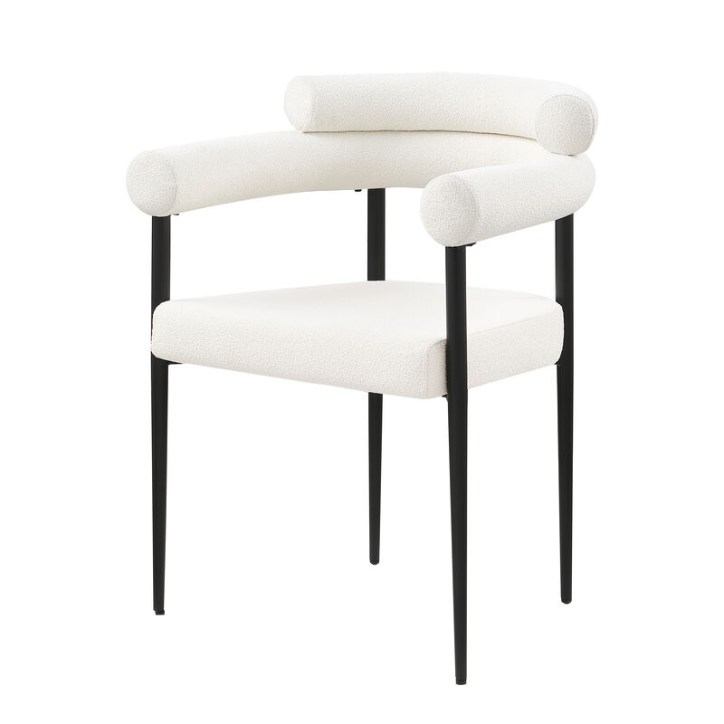 Mid Century Dining Chairs Set with Boucle Backrest