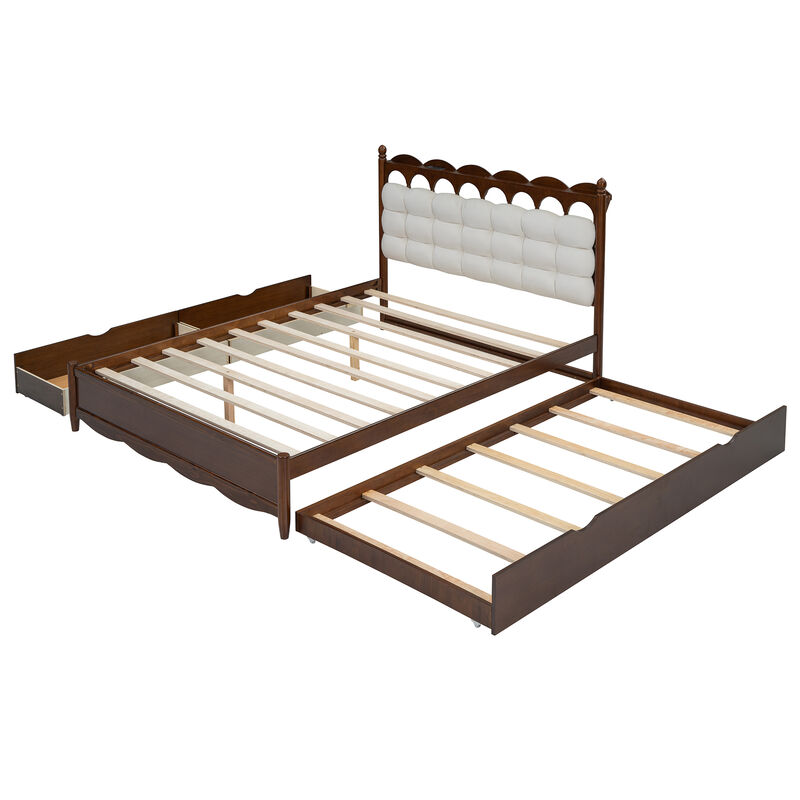 Merax Wooden Platform Bed with 2 Drawers and 1 Trundle