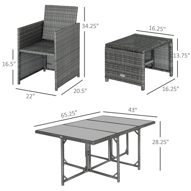 Dark Grey Patio Set: 11-Piece Wicker Dining Set with Table, Ottoman, Chairs