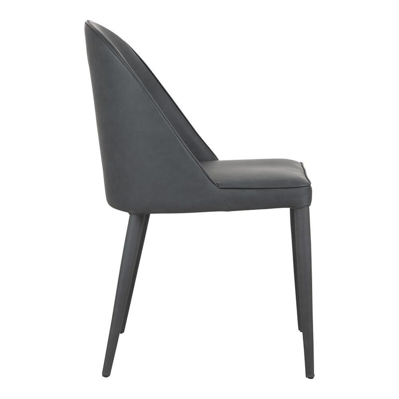 Moe's Home Collection Burton Dining Chair Black Fade Vegan Leather-Set Of Two