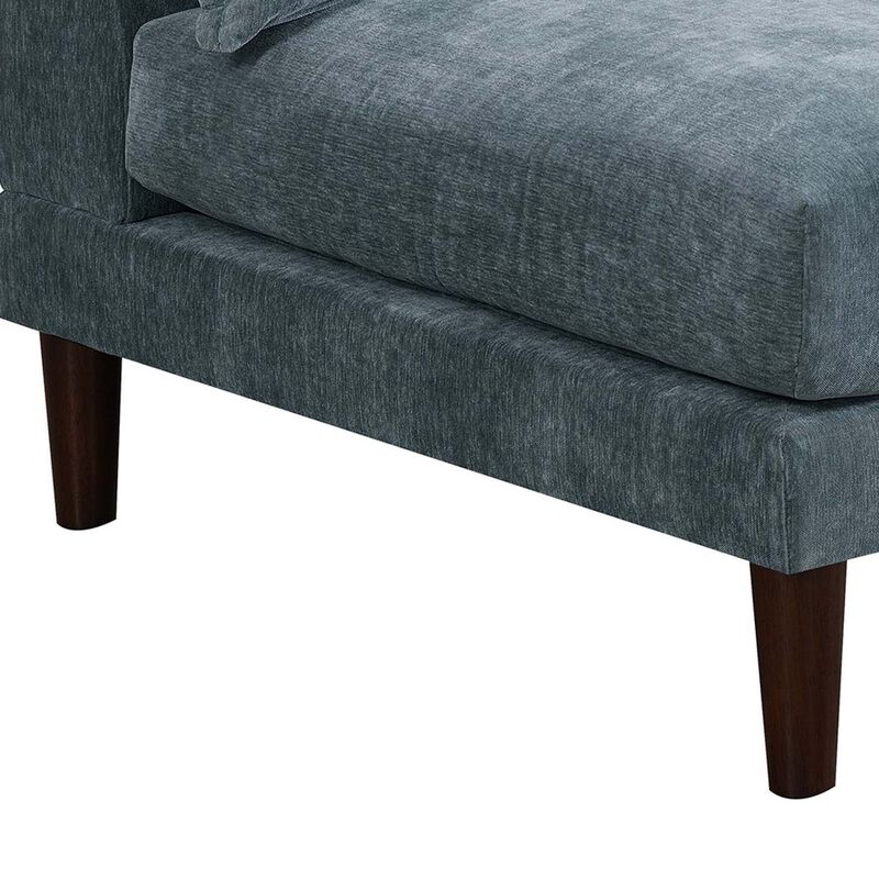 Rio 33 Inch Modular Armless Sofa Chair, Lumbar Cushion, Slate Blue Fabric - Benzara