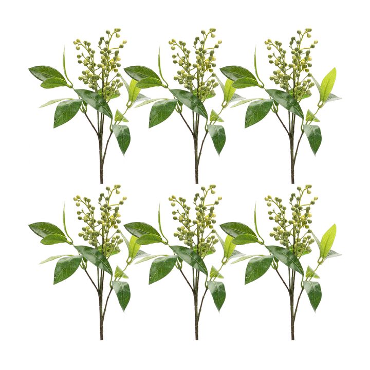 Berry Foliage Spray (Set of 6) – Artificial Decorative Branches for Holiday, Home, and Seasonal Decor