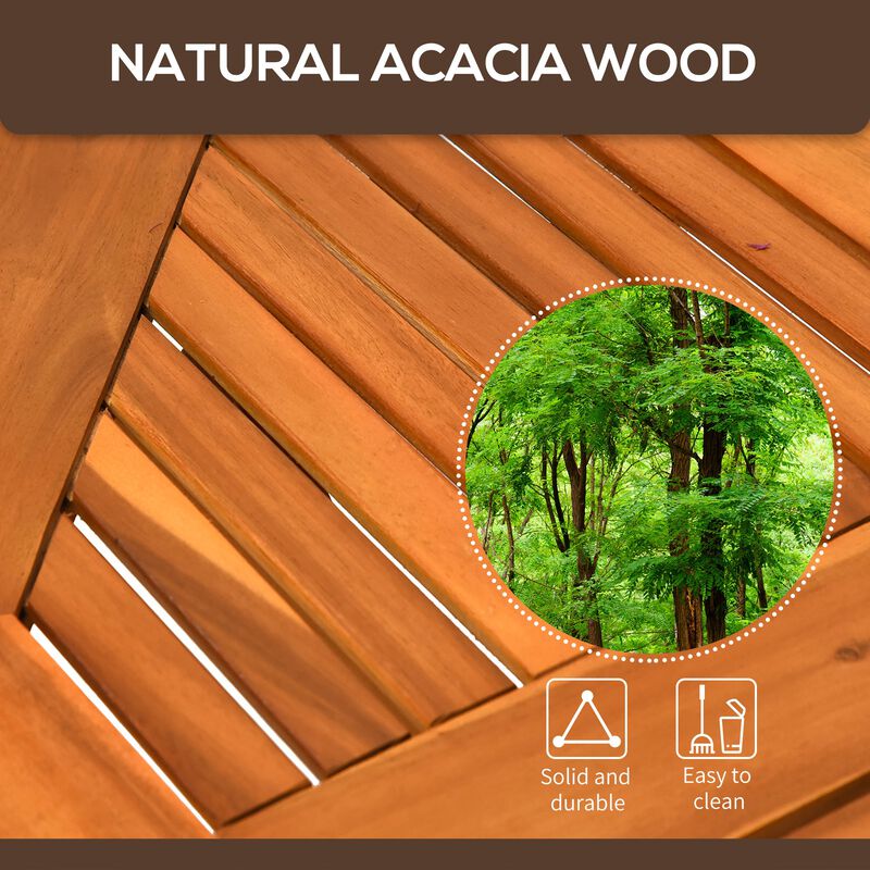 Teak Outdoor Dining: 39" Octagon Acacia Wood Patio Table with Umbrella Hole