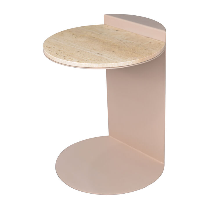Evelyn 16" Contemporary Natural Marble/Metal Handmade C-Shaped End Table