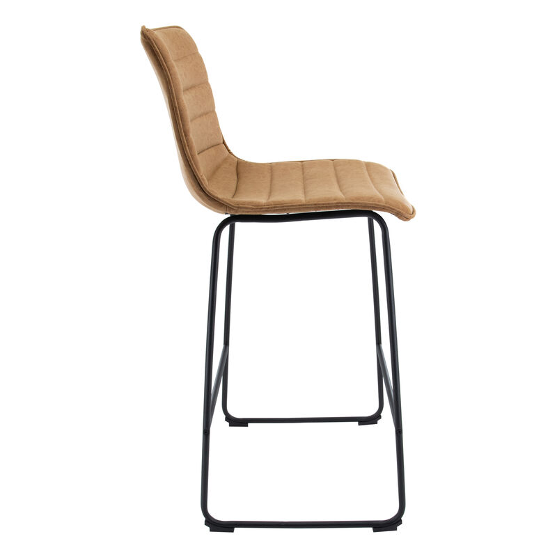 LeisureMod Brooklyn 29.9" Modern Leather Bar Stool with Black Iron Base & Footrest – Stylish and Durable Seating for Kitchen or Bar