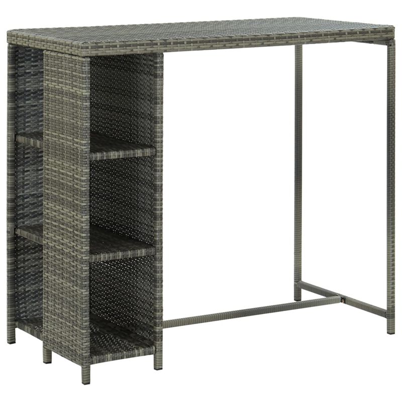 vidaXL 5 Piece Garden Bar Set with Cushions Poly Rattan Gray