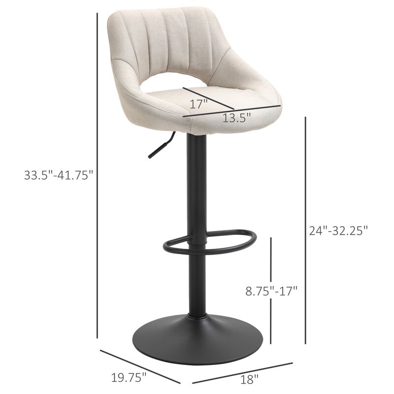 Cream White Perches: Set of 2 Adjustable Swivel Bar Stools