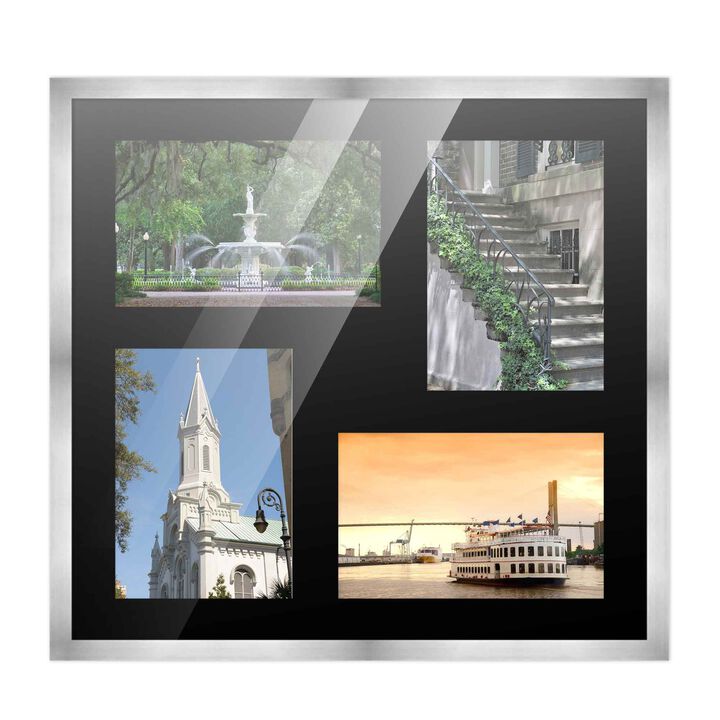 12x12 Wood Collage Frame with a Black Mat for 4x6 Pictures