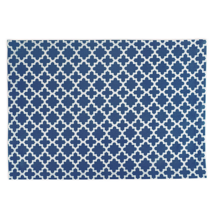Set of 6 Nautical Blue and White Rectangular Lattice Placemats 19"