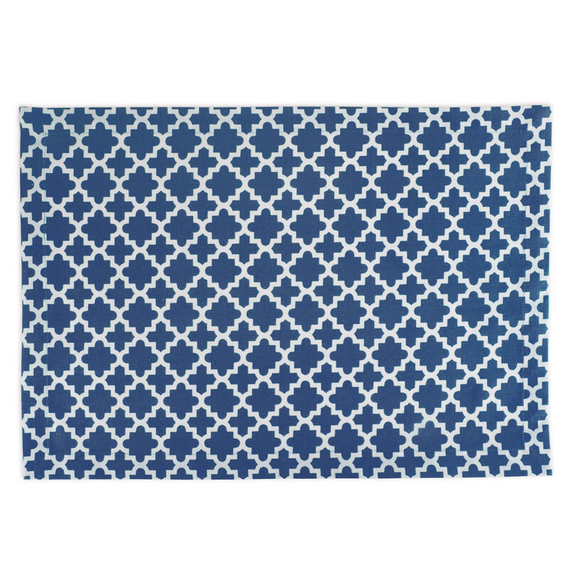 Set of 6 Nautical Blue and White Rectangular Lattice Placemats 19"