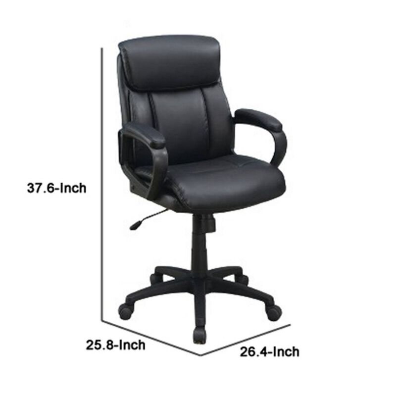 Office Chair with Top Padded Back and Casters, Black-Benzara