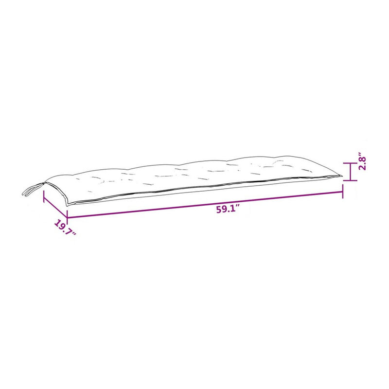 Claire Outdoor Cushion for Bench, Tufted Taupe Oxford Fabric, 59 Inch - Benzara
