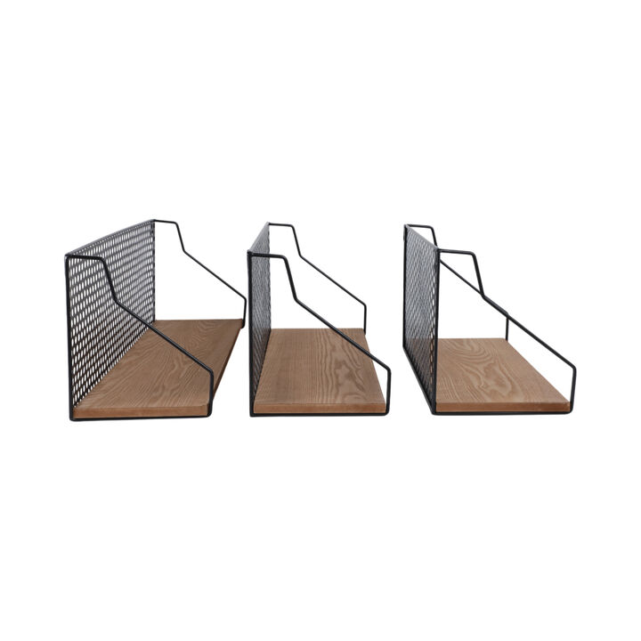 Metal/Wood Shelves (Set of 3)