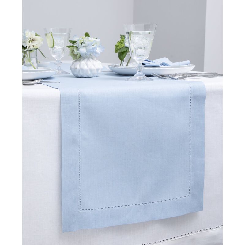 Solino Home 100% Pure Linen Table Runner | Classic Hemstitch for Thanksgiving, Christmas