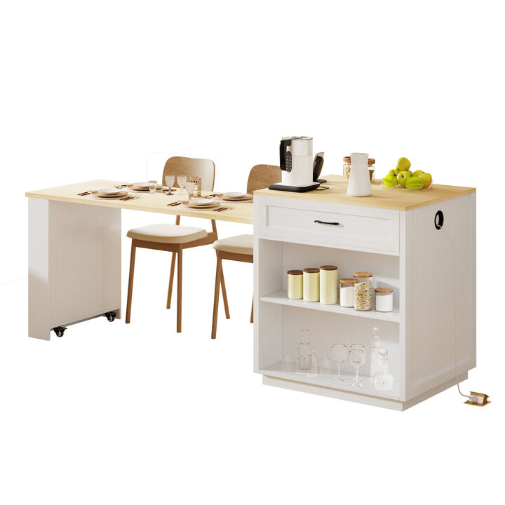 Merax Kitchen Island with Extendable Dining Table
