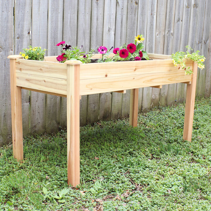 Sunnydaze Wooden Fir Outdoor Standing Garden Planter - 27.5 in - Natural