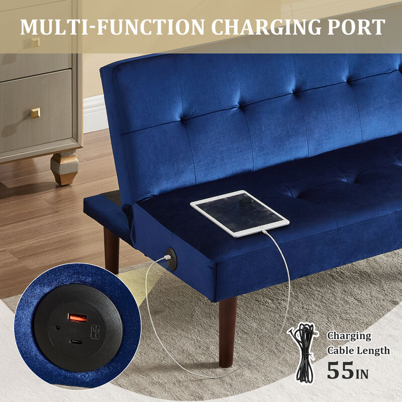 Merax Flannel Fabric Foldable Sofa Recliner Futon