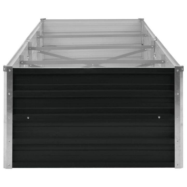 Raised Garden Flower Bed, 32x126, Rectangular Black Galvanized Steel - Benzara