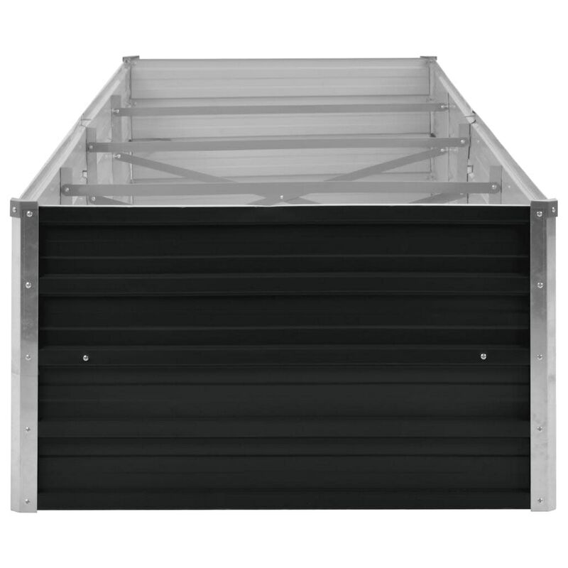 Raised Garden Flower Bed, 32x126, Rectangular Black Galvanized Steel - Benzara