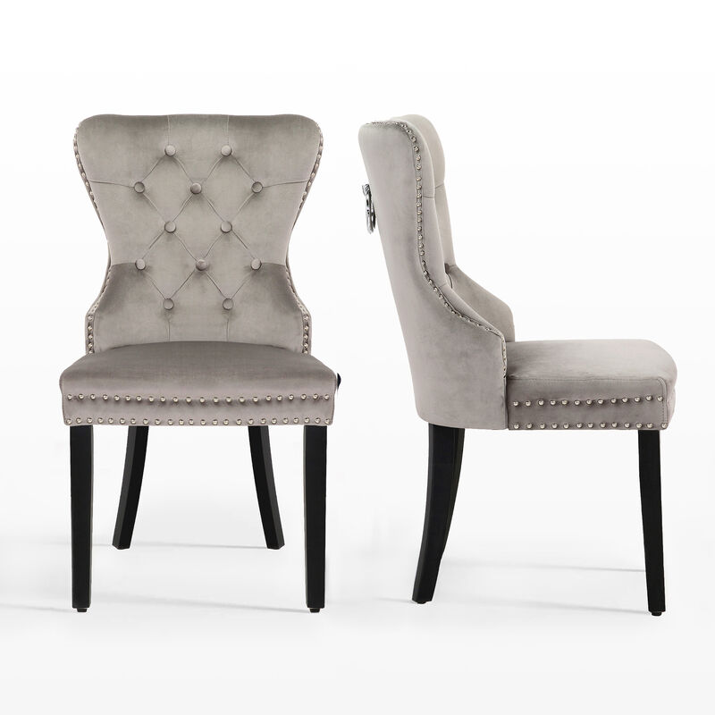 WestinTrends Velvet Upholstered Tufted Dining Chairs (Set of 2)