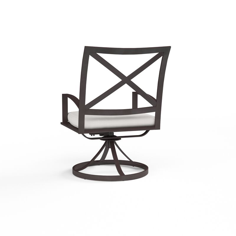 La Jolla Swivel Dining Chair in Canvas Flax w/ Self Welt