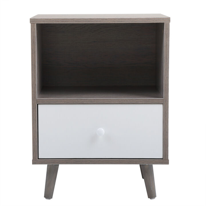 Streamdale Set Of 2 Low Foot Bedside Table With Drawer Storage Compartment - Gray
