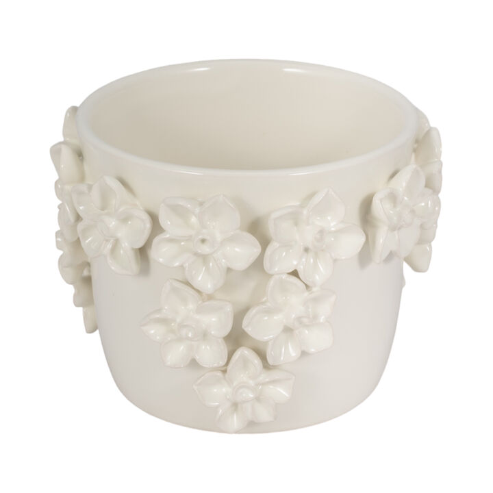6" Stone Floral Applique Plntr