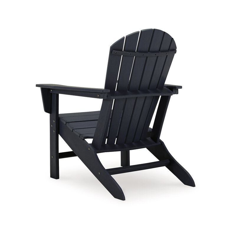 Sami 33 Inch Outdoor Chair, Slatted Design, Adirondack, Black Finish - Benzara