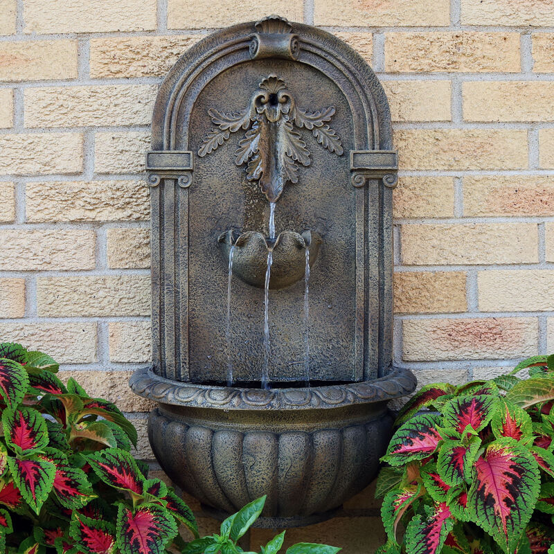 Sunnydaze Florence Polystone Outdoor Solar Wall Fountain