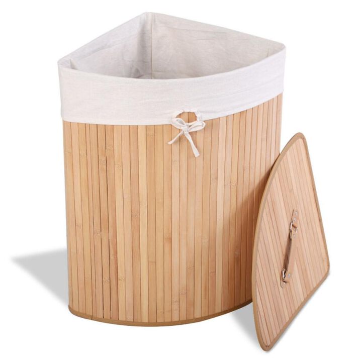 Hivvago Corner Bamboo Hamper Laundry Basket