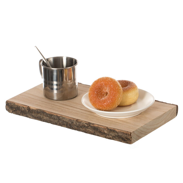 12" Rustic Natural Tree Log Wooden Rectangular Shape Serving Tray Cutting Board