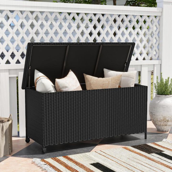 Hivvago Indoor Outdoor 85 Gallon Storage Container with Waterproof Liner and Universal Wheels