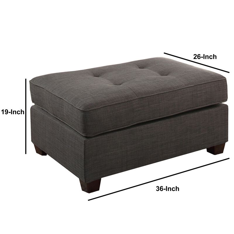 Cocktail Ottoman In Dark Gray Dorris Fabric-Benzara